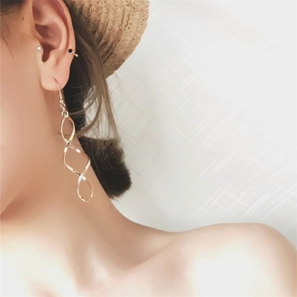 NEW "Plot Twist" Minimalist Swirl Drop Earrings - Picture 3 of 9